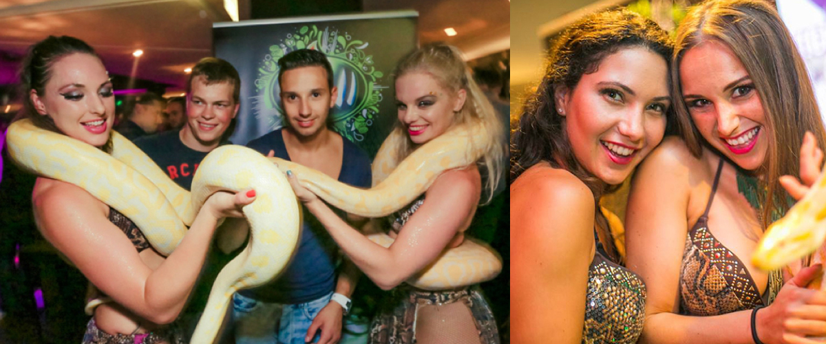 Danseressen met slangen in beeld te brengen